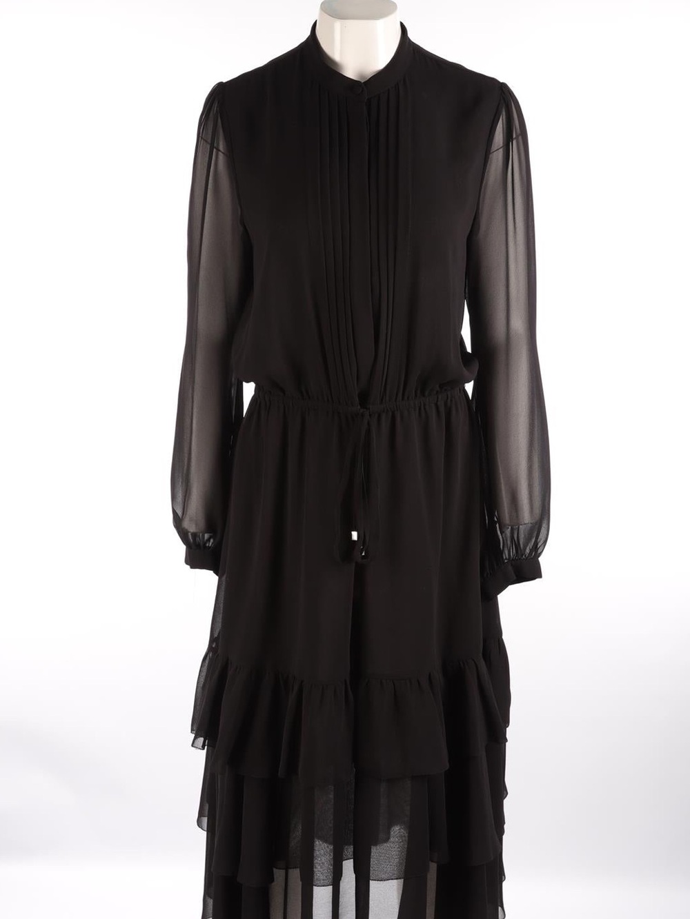SALE!!!!!  Michael Kors, Black Tiered Long-Sleeve Midi Dress